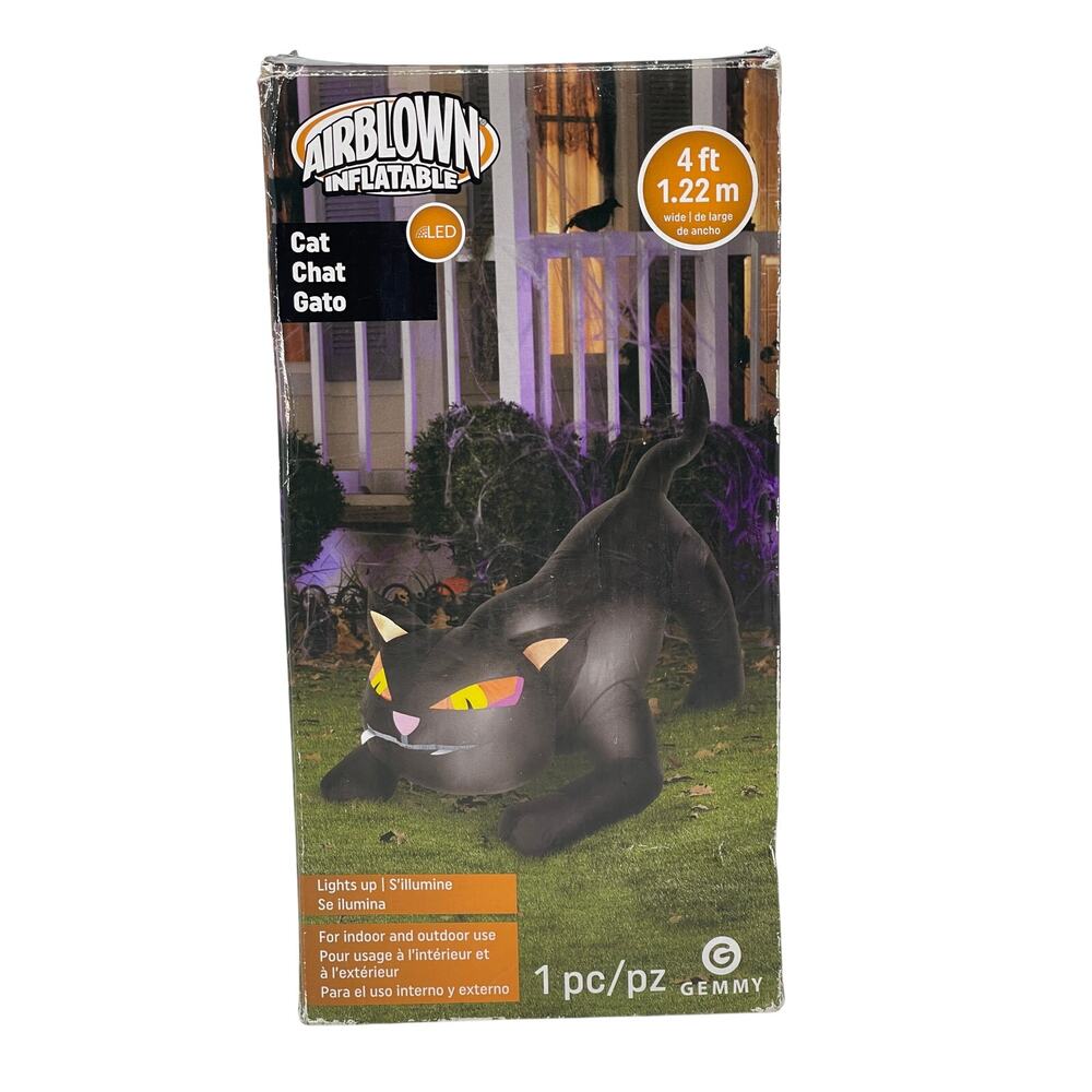 Gemmy Pouncing Black Cat Light Up AIrblown Inflatable Lawn Decoration #64911